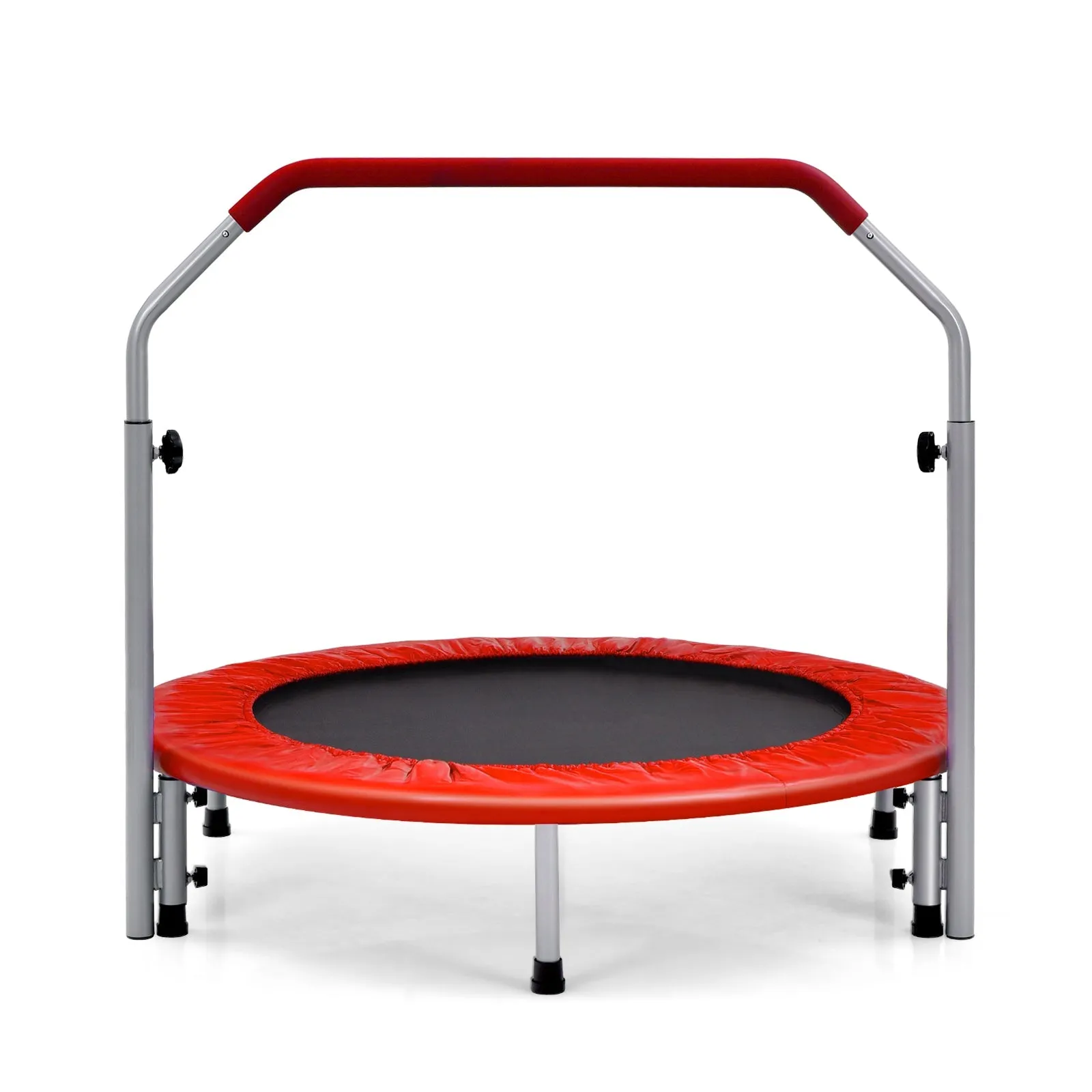 101cm Foldable Trampoline with 4-Level Adjustable Handle for Adults-Red