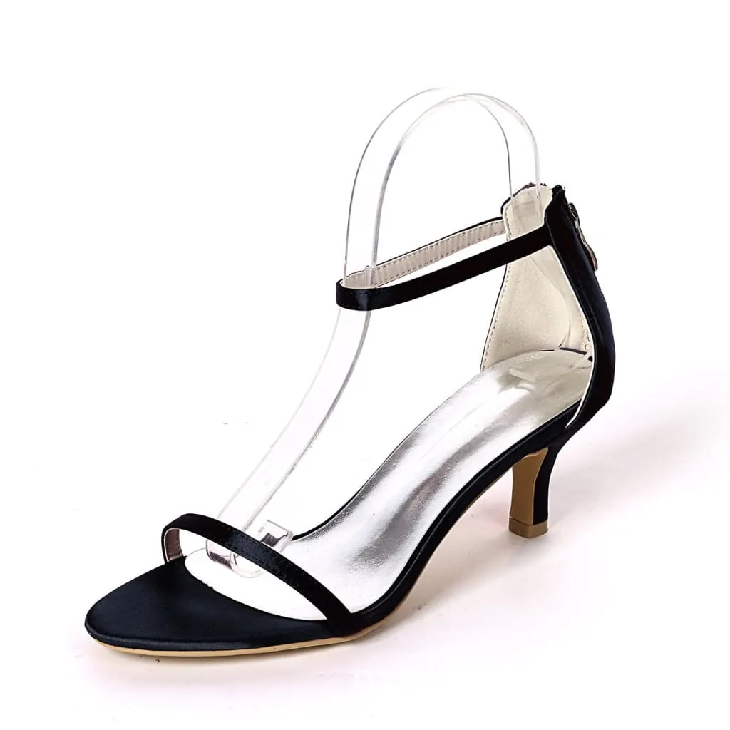 Ankle Strap Two Part Heeled Satin Sandals