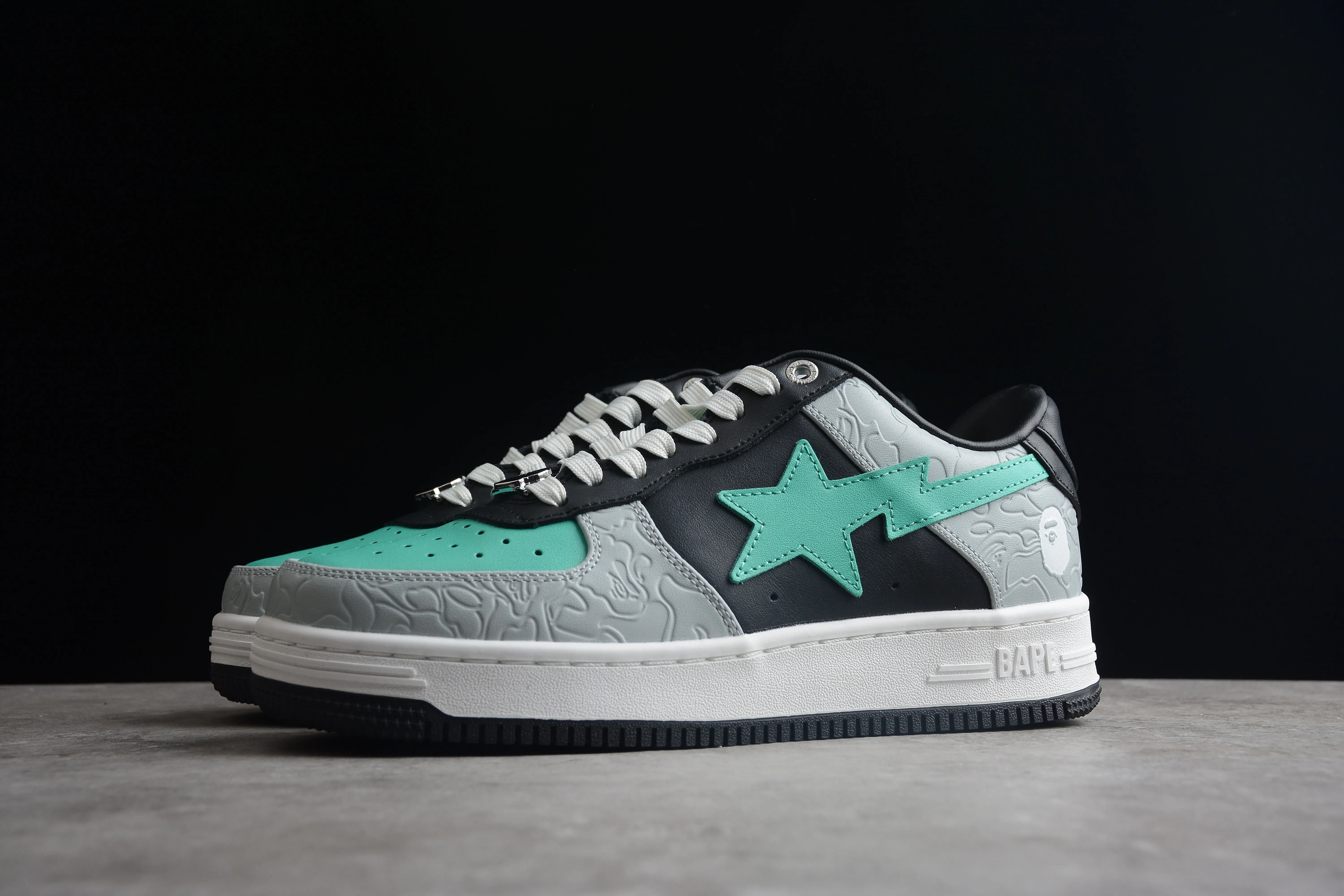 BAPE STA Low-Top Aqua and Grey Sneakers