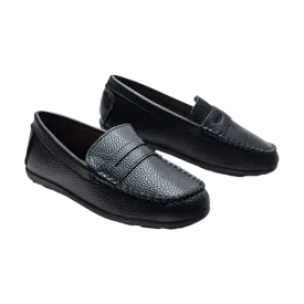 Black Faux Leather Penny Loafers