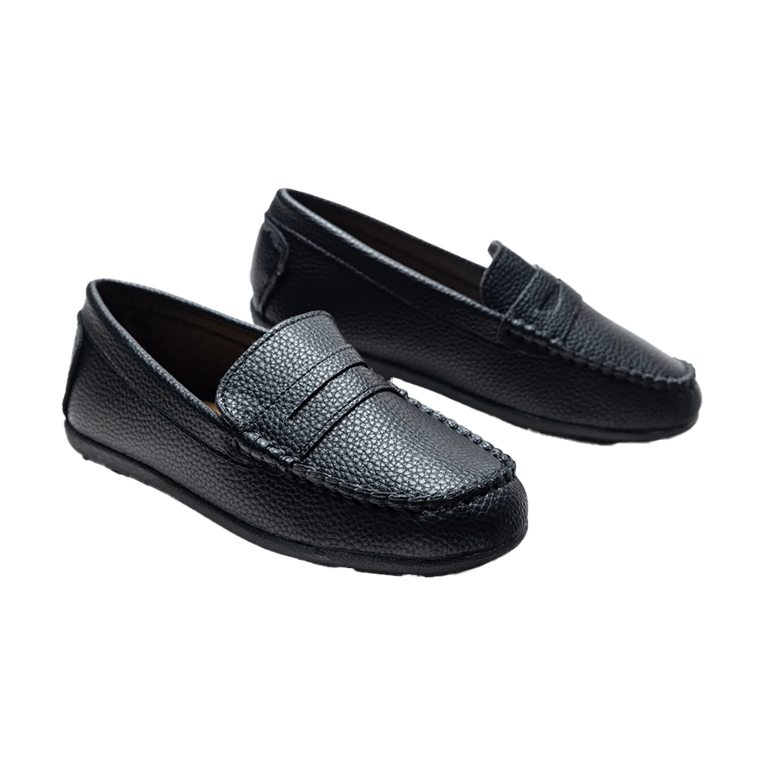 Black Faux Leather Penny Loafers