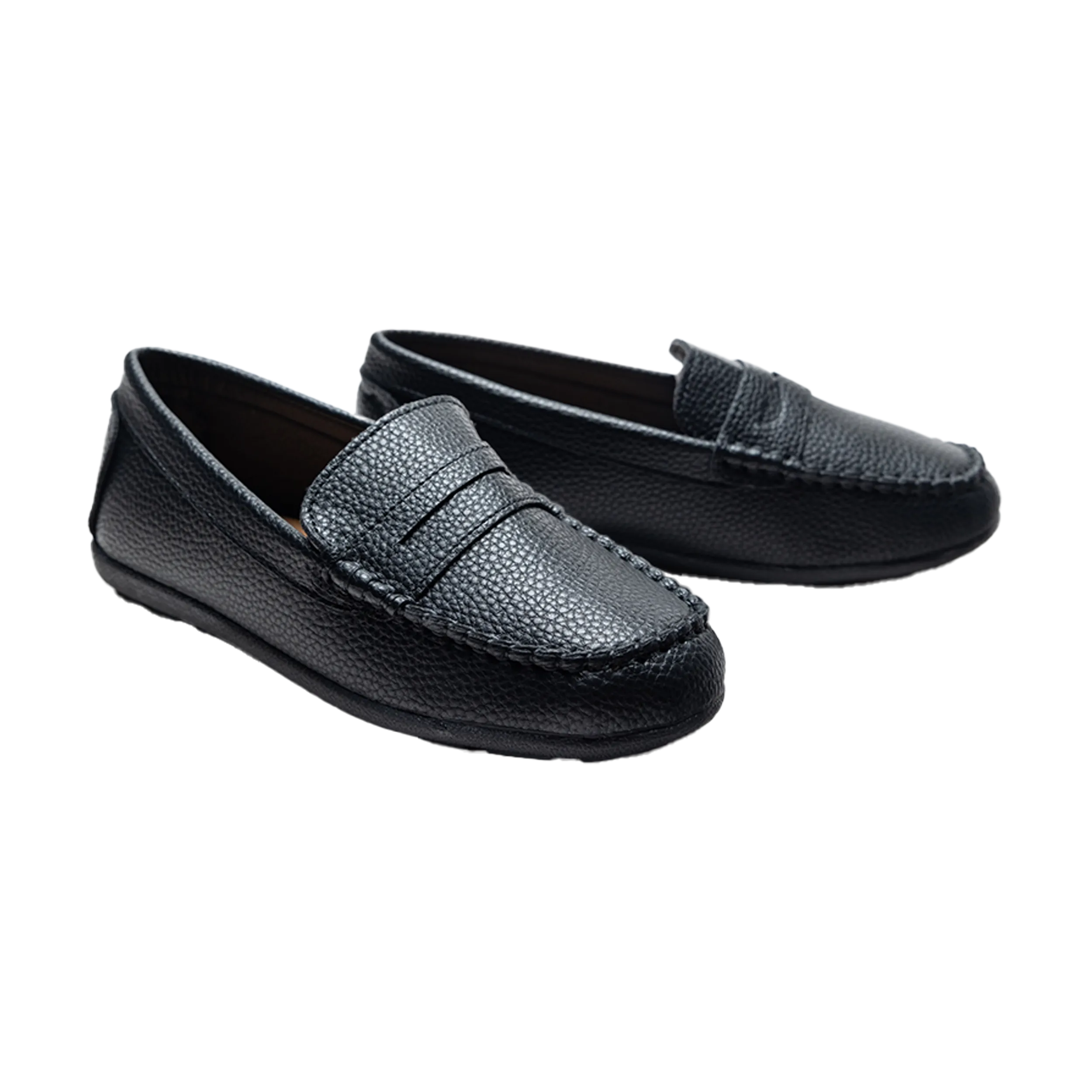 Black Faux Leather Penny Loafers