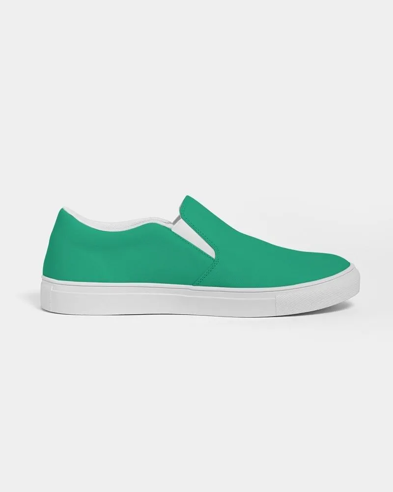 Bright Cool Green Slip-On Canvas Sneakers | Women's | Bright Pure Cool Green | C100M0Y75K0