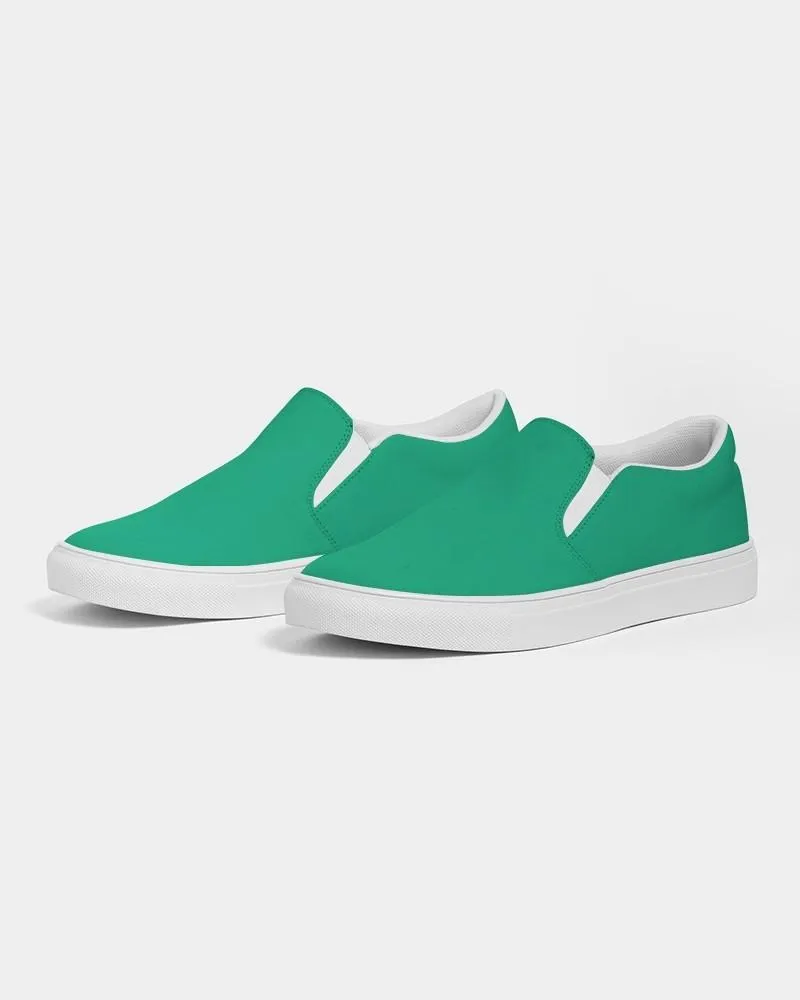 Bright Cool Green Slip-On Canvas Sneakers | Women's | Bright Pure Cool Green | C100M0Y75K0