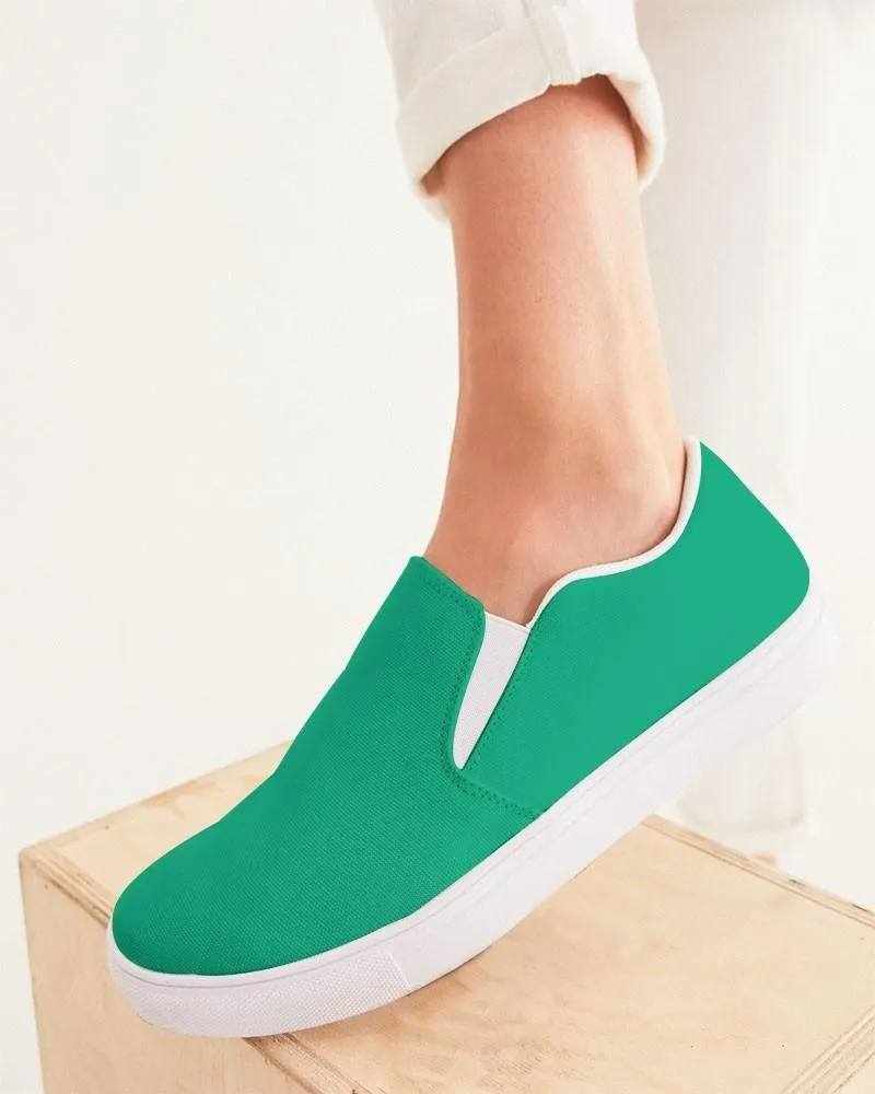 Bright Cool Green Slip-On Canvas Sneakers | Women's | Bright Pure Cool Green | C100M0Y75K0