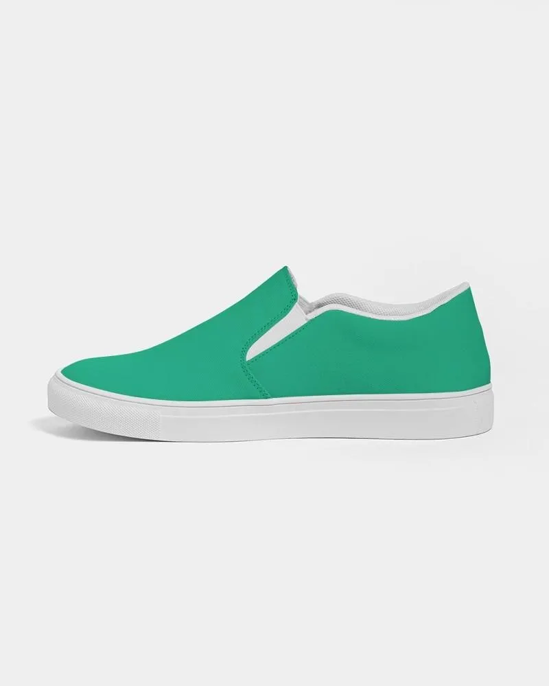 Bright Cool Green Slip-On Canvas Sneakers | Women's | Bright Pure Cool Green | C100M0Y75K0