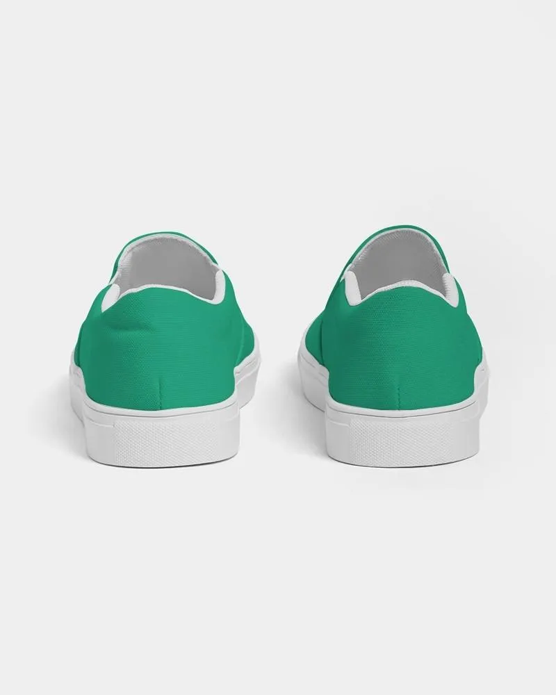 Bright Cool Green Slip-On Canvas Sneakers | Women's | Bright Pure Cool Green | C100M0Y75K0