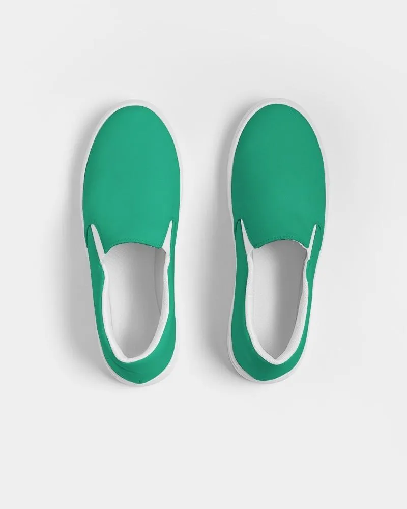 Bright Cool Green Slip-On Canvas Sneakers | Women's | Bright Pure Cool Green | C100M0Y75K0