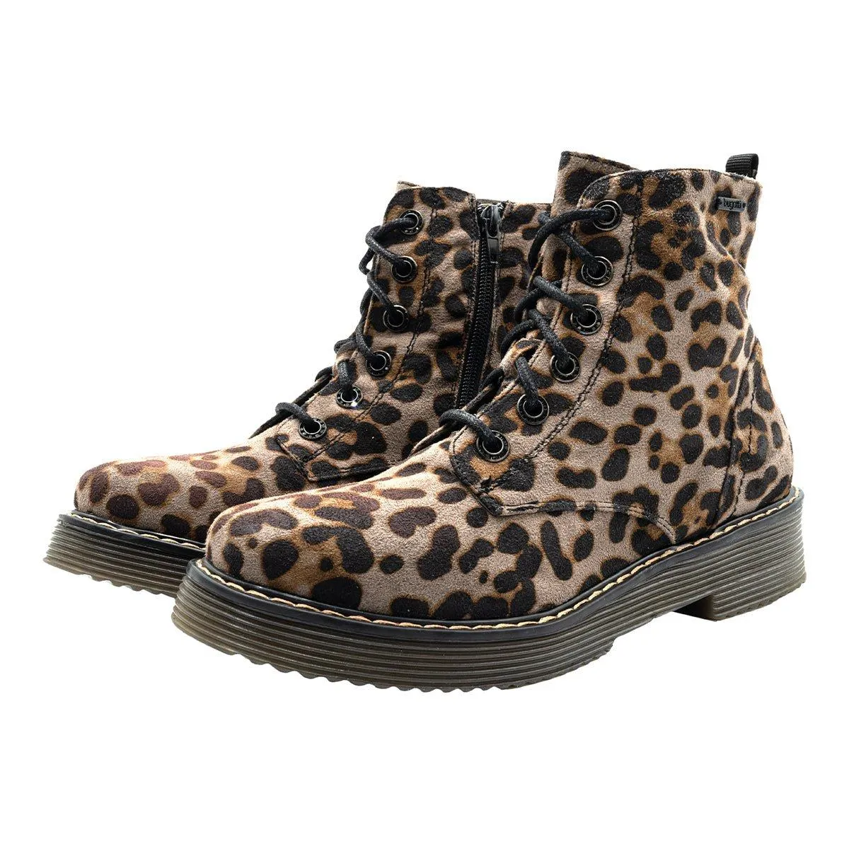 Bugatti Neria Leopard Print Ankle Boots Fabric Brown Colour For Women