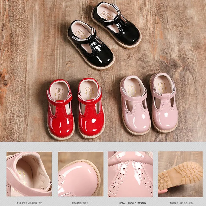 Casual Leather Princess Girls School Shoes