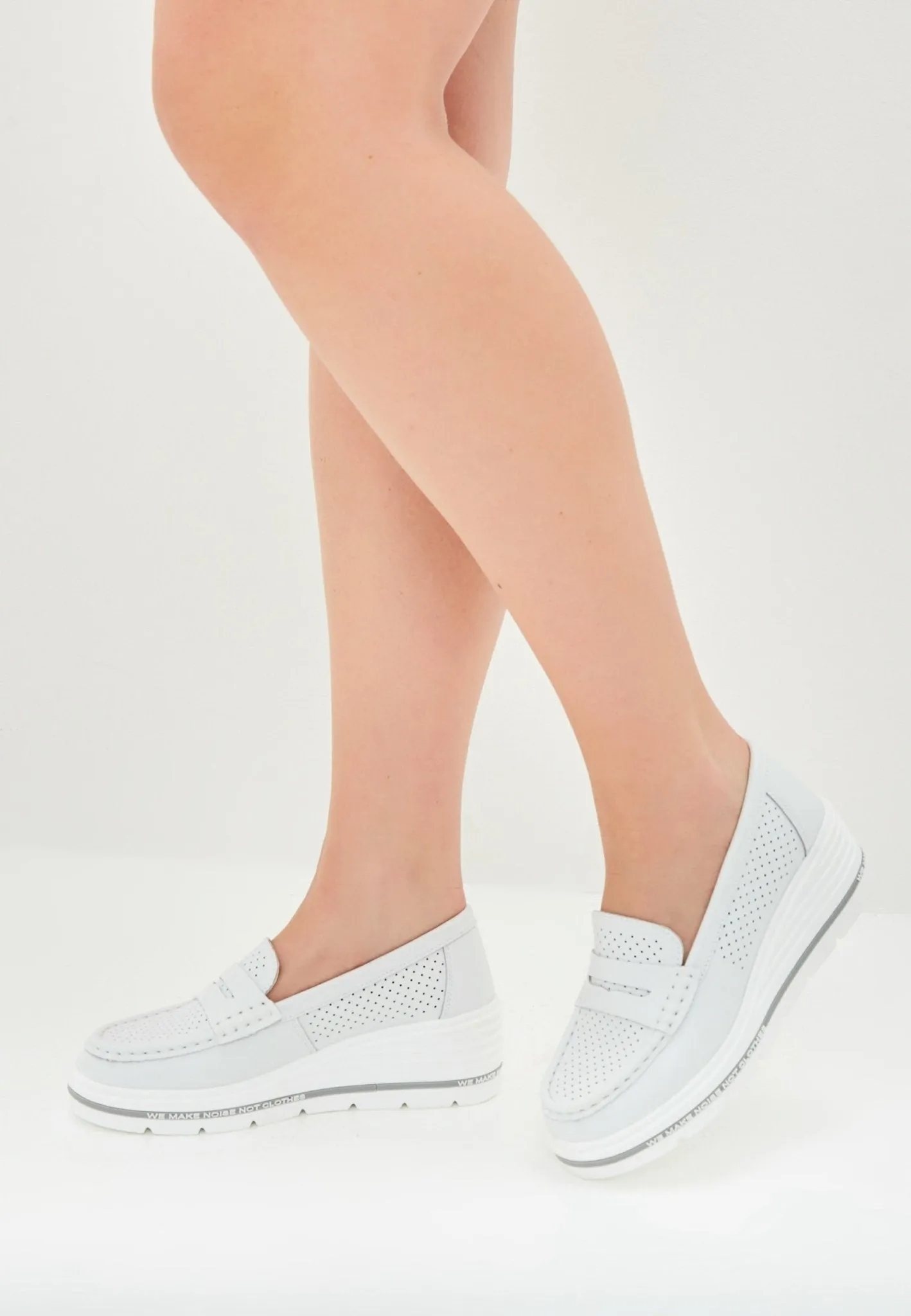 Classic Urban Platform Loafers - White