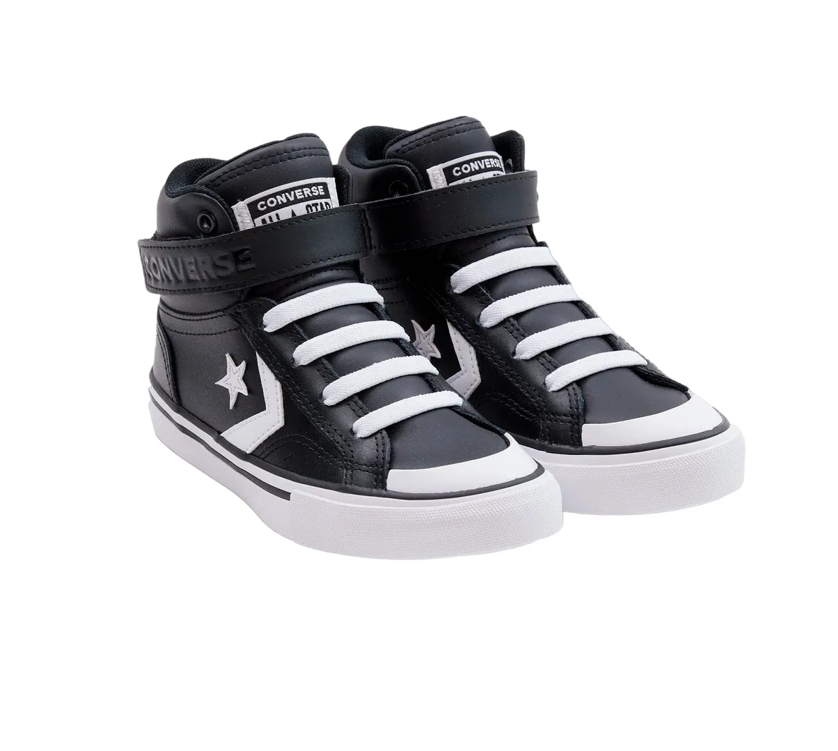 Converse scarpa sneakers alta con laccio elastico e velcro da ragazzo  Pro Blaze A01074C nero-bianco