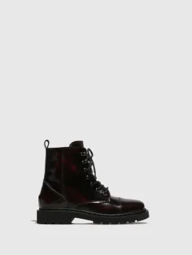 Crimson Lace-up Ankle Boots