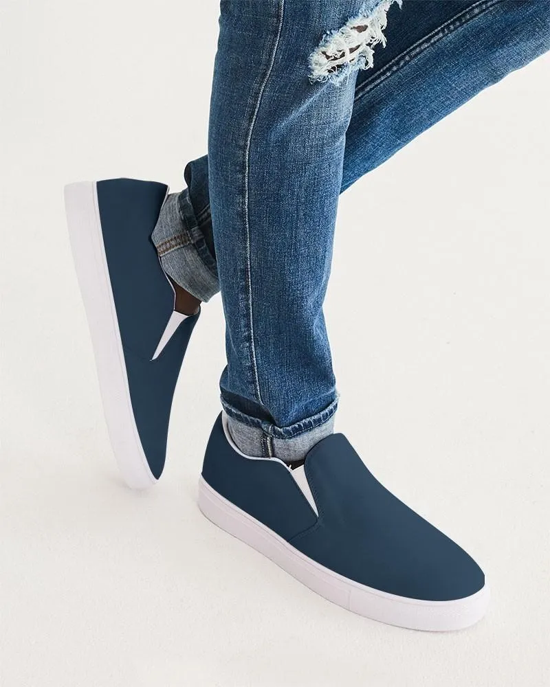 Dark Blue Slip-On Canvas Sneakers | Men's | Dark Pastel Blue | C60M30Y0K80