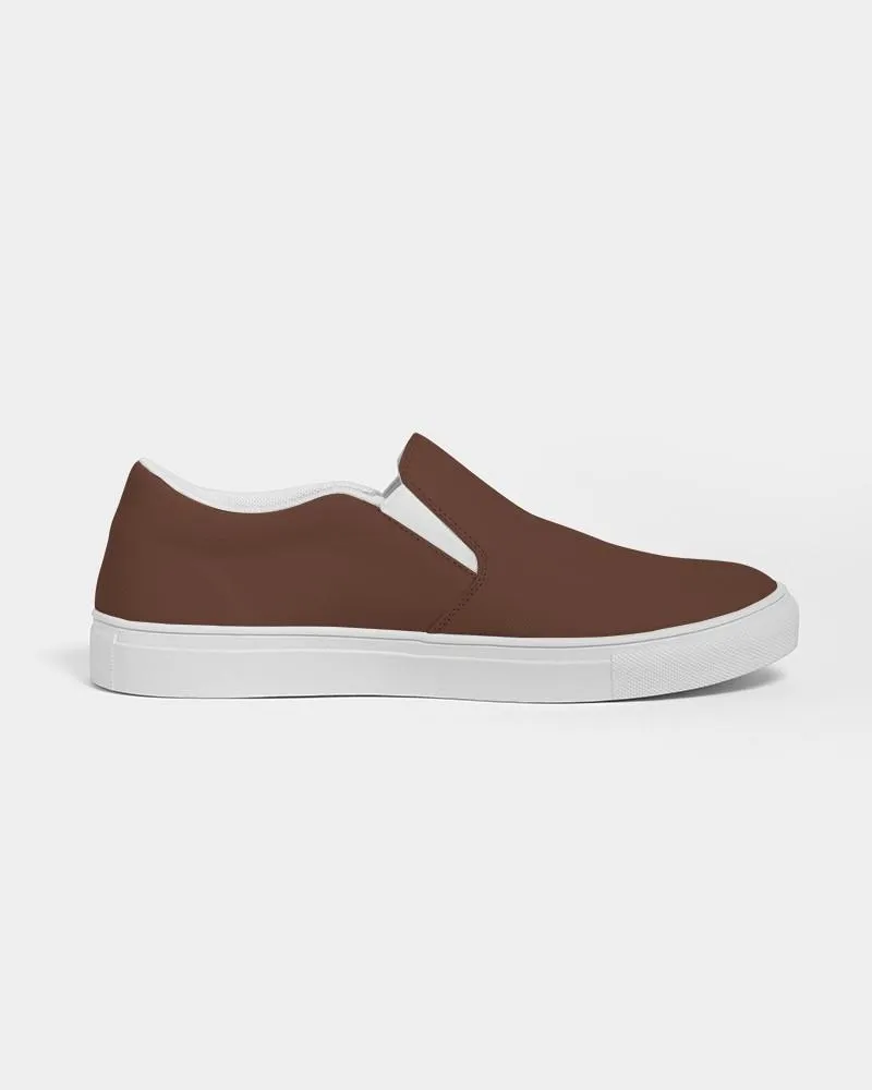 Dark Red Brown Slip-On Canvas Sneakers | Men's | Dark Pastel Red Brown | C0M60Y60K80