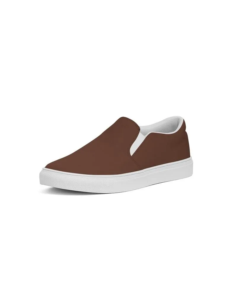 Dark Red Brown Slip-On Canvas Sneakers | Men's | Dark Pastel Red Brown | C0M60Y60K80