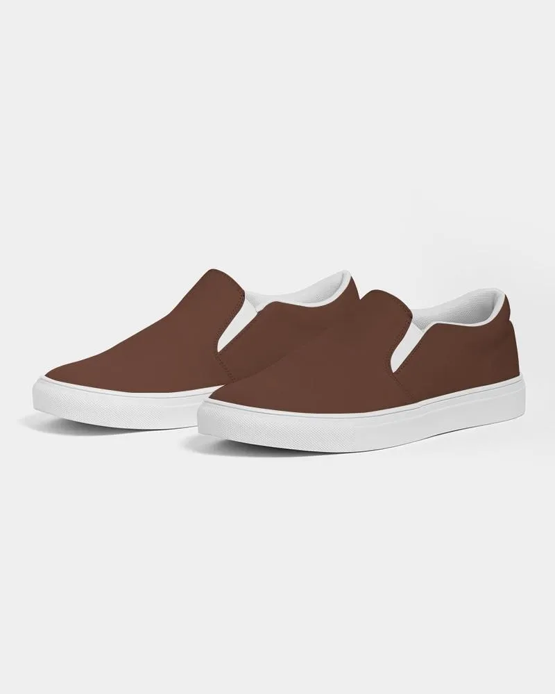 Dark Red Brown Slip-On Canvas Sneakers | Men's | Dark Pastel Red Brown | C0M60Y60K80