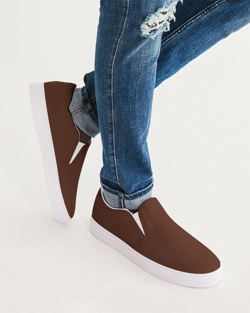 Dark Red Brown Slip-On Canvas Sneakers | Men's | Dark Pastel Red Brown | C0M60Y60K80