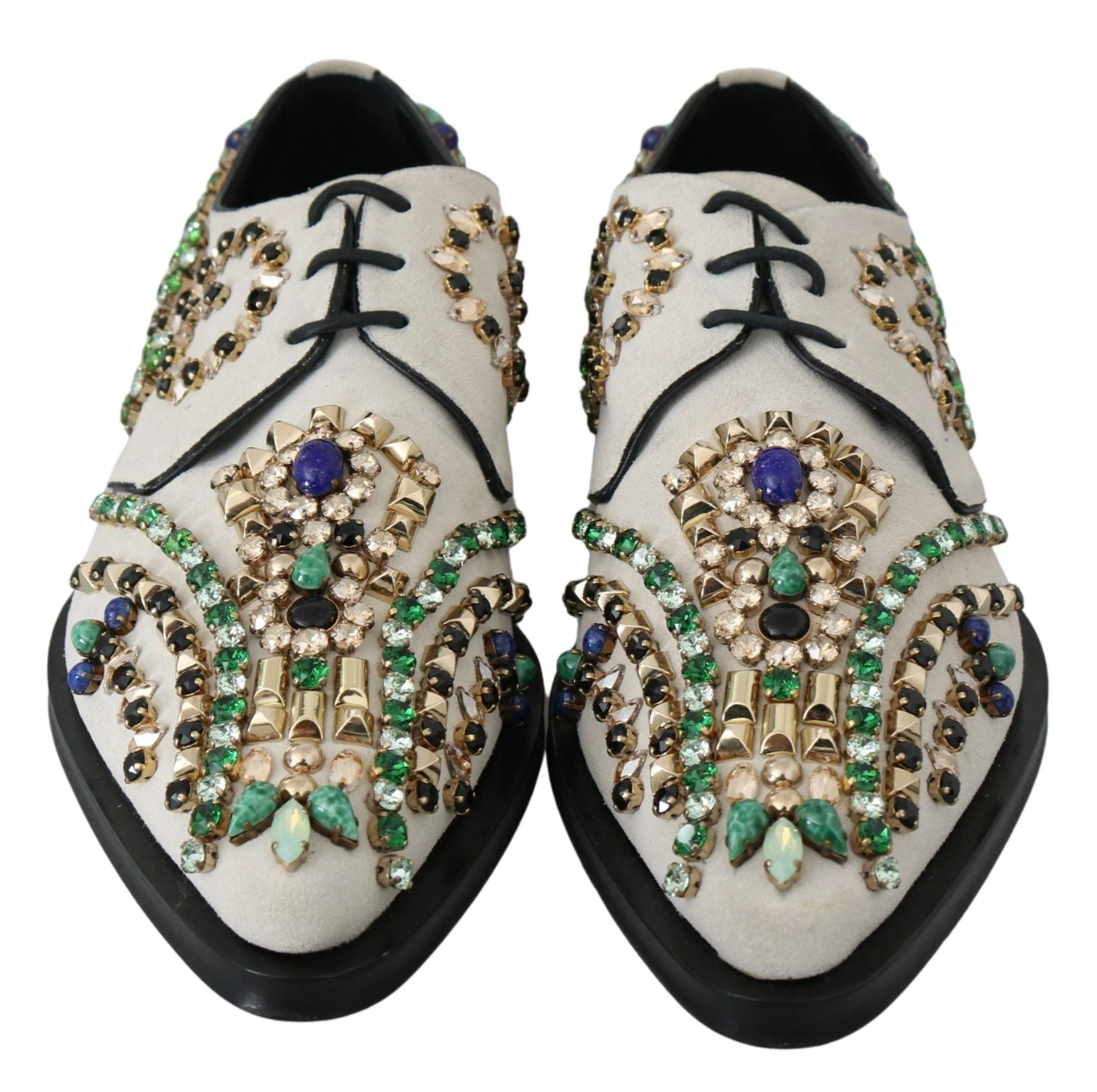 Dolce & Gabbana White Suede Crystal Dress Broque Shoes