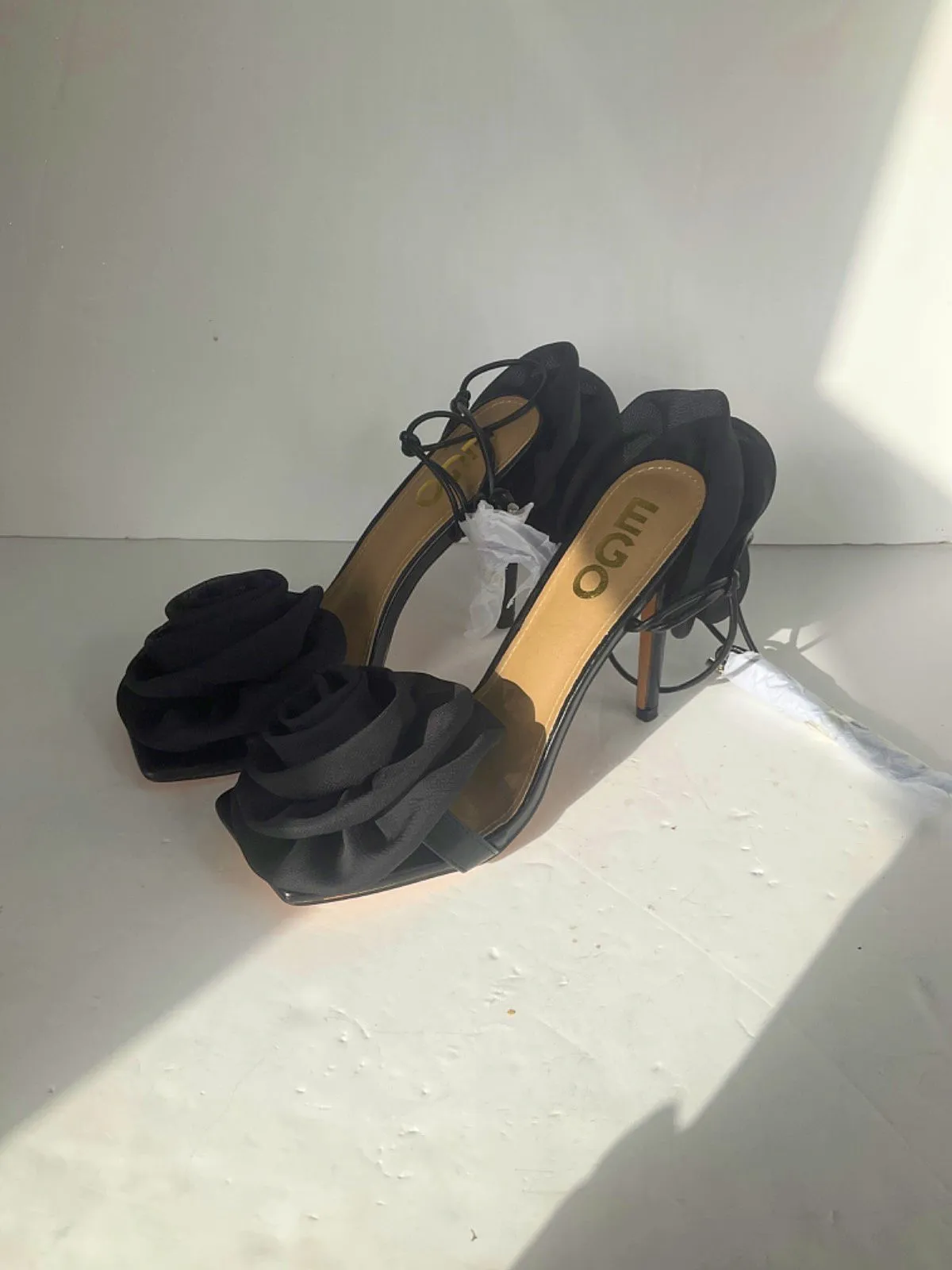 EGO Black Floral Heeled Sandals UK 6