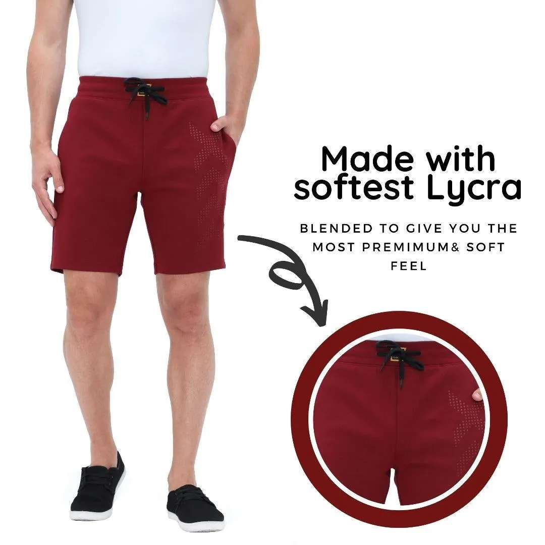 FabSeasons XVV Printed Maroon Casual Premium Fashion Solid PolyCotton with Lycra Shorts