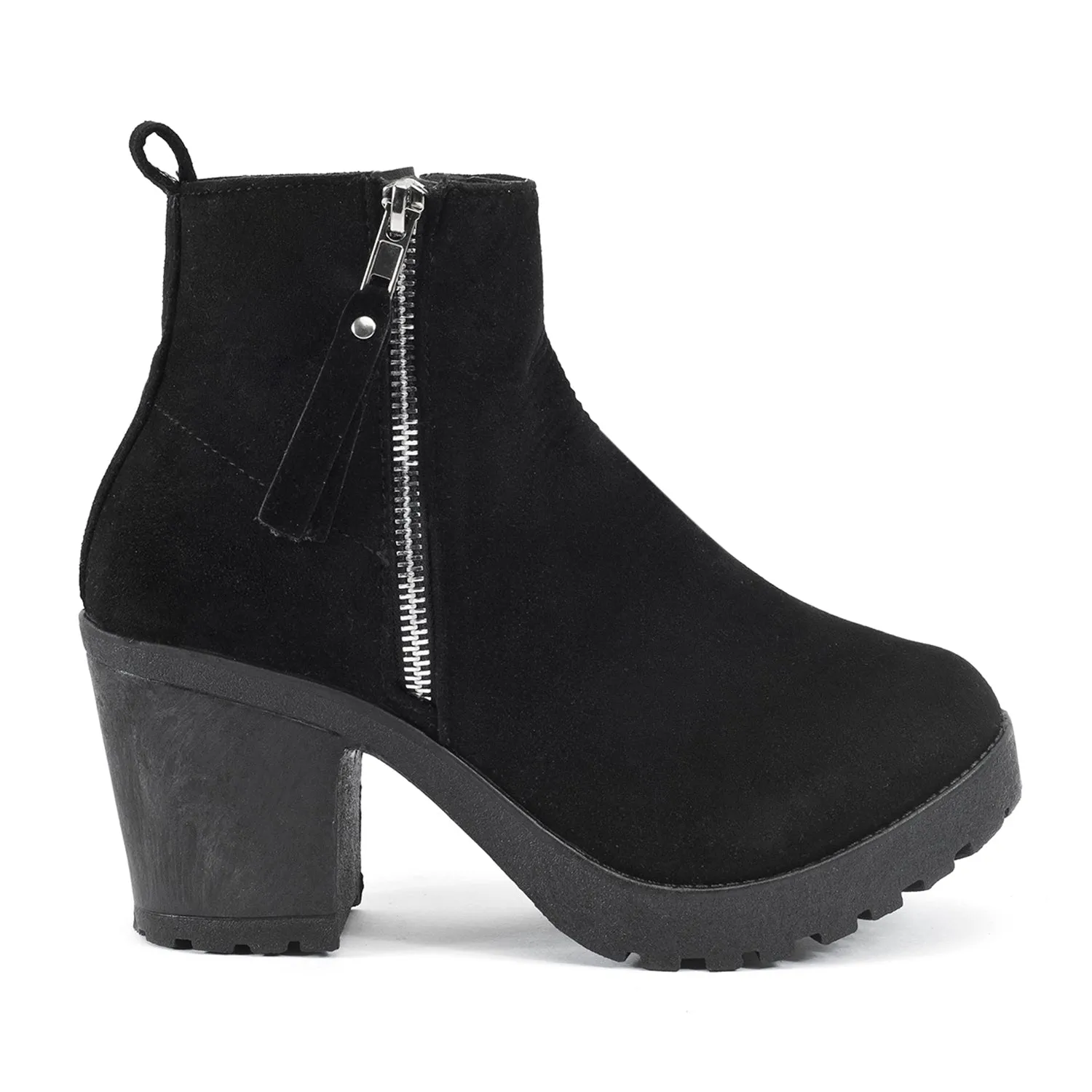 Faux Suede Cleated Zip-Up Ankle Boots