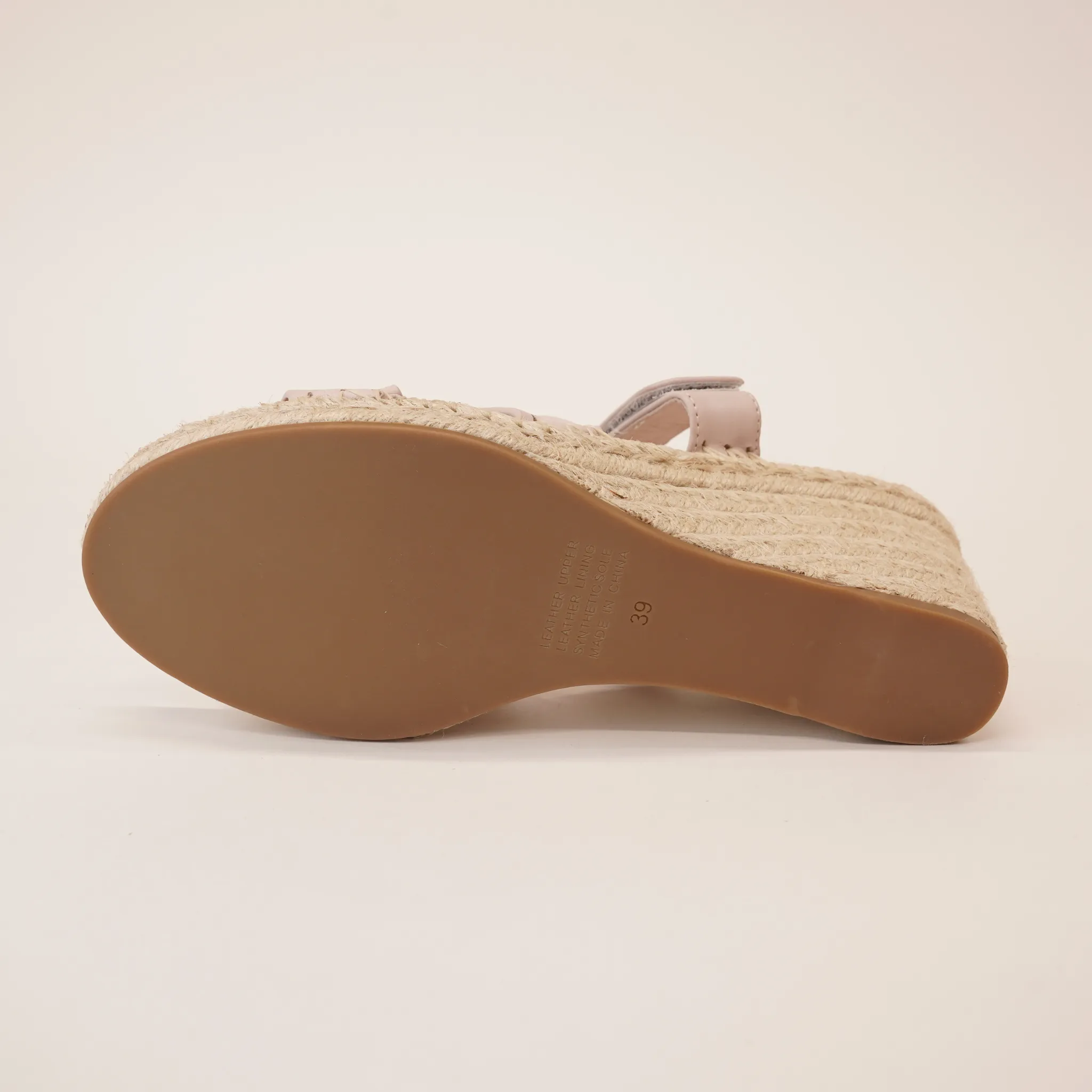 Goran Nude Leather Espadrille Wedges