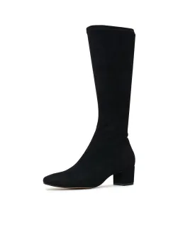 Hayleys Black Microsuede Knee High Boots