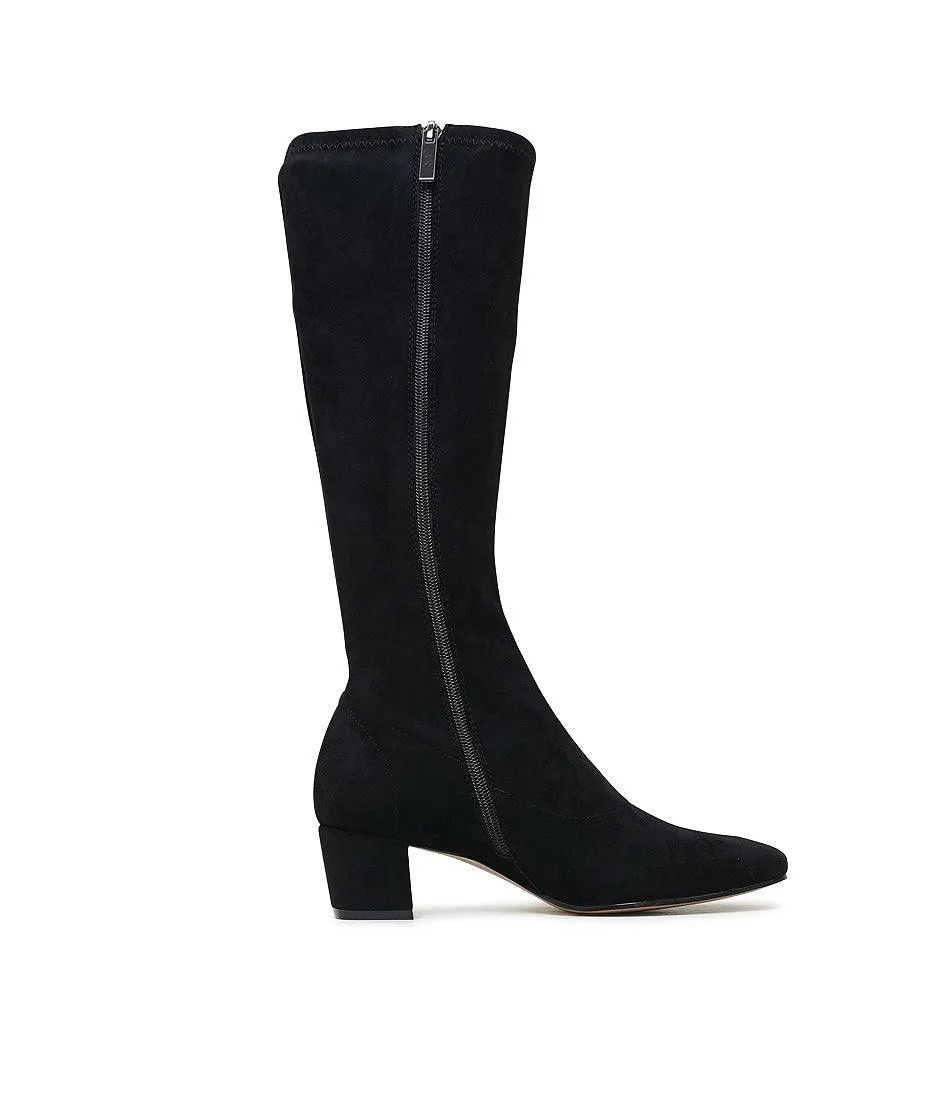 Hayleys Black Microsuede Knee High Boots