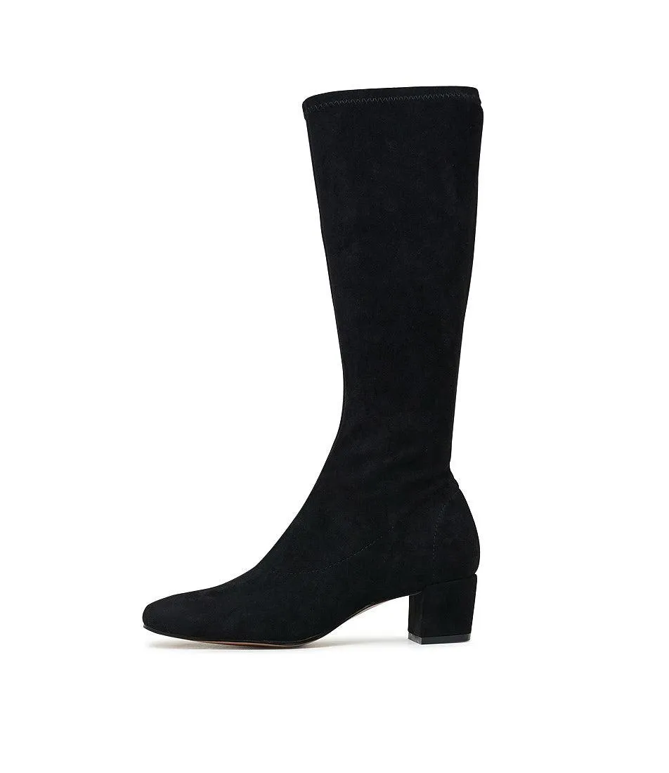 Hayleys Black Microsuede Knee High Boots