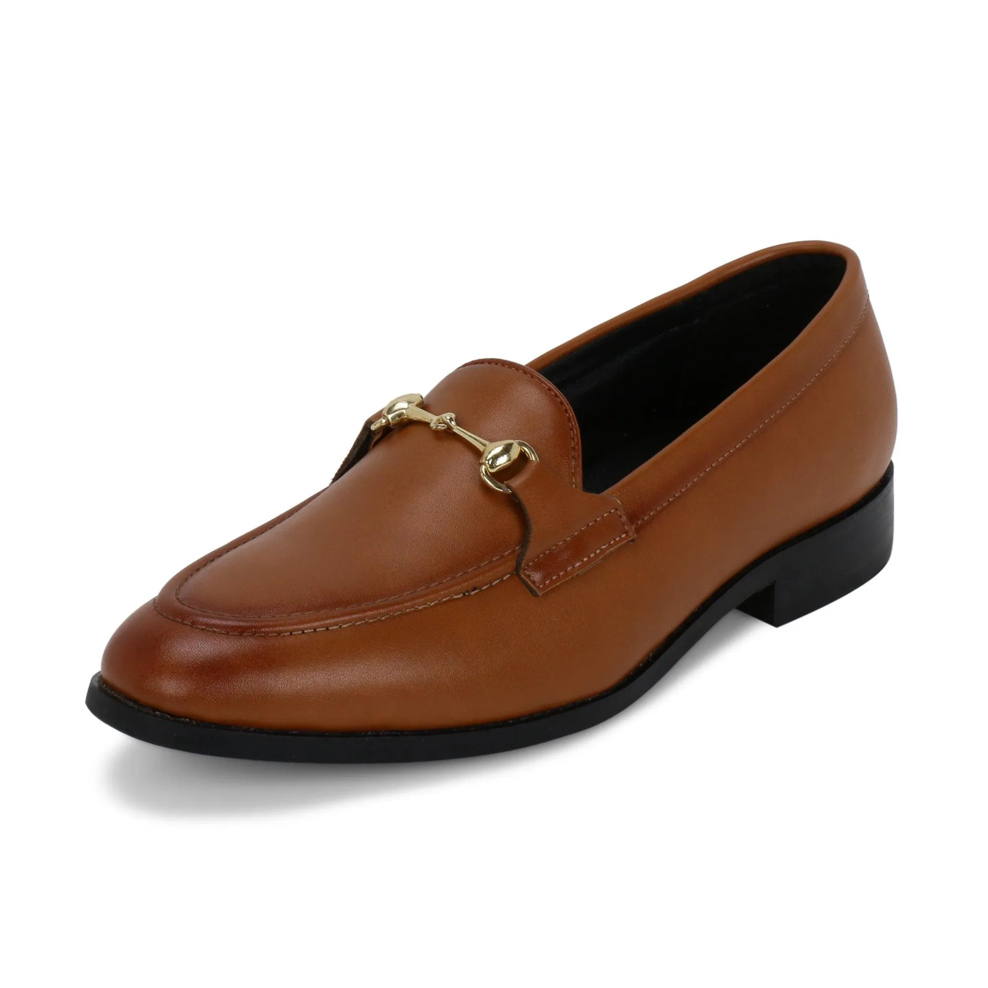 Henley Tan Horsebit Buckle Loafers.