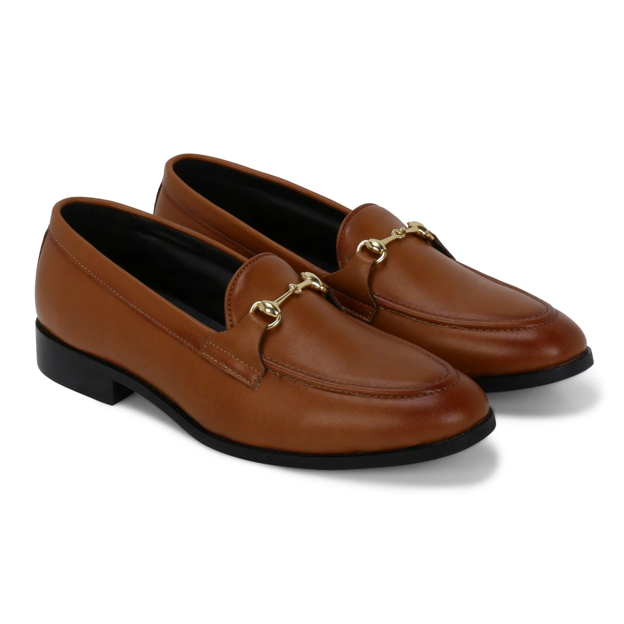 Henley Tan Horsebit Buckle Loafers.