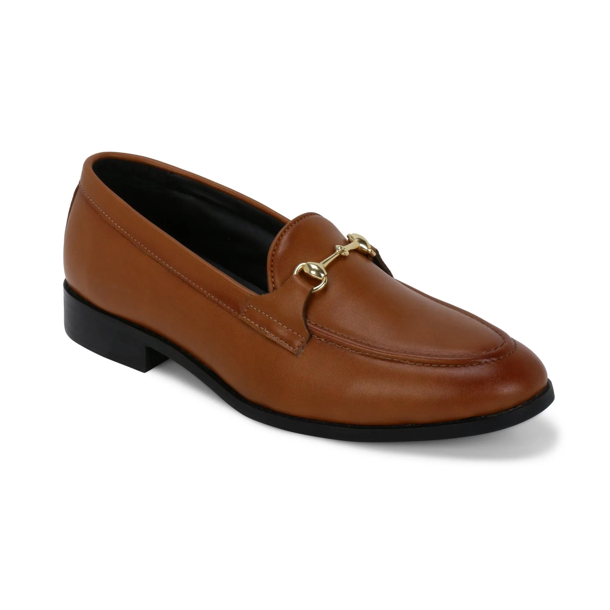 Henley Tan Horsebit Buckle Loafers.