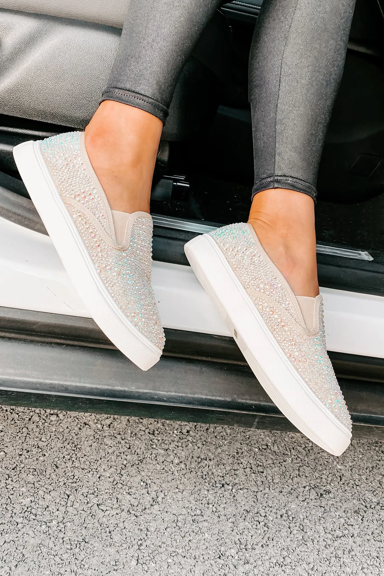 Infinity Rhinestone Slip-On Sneakers (Nude)