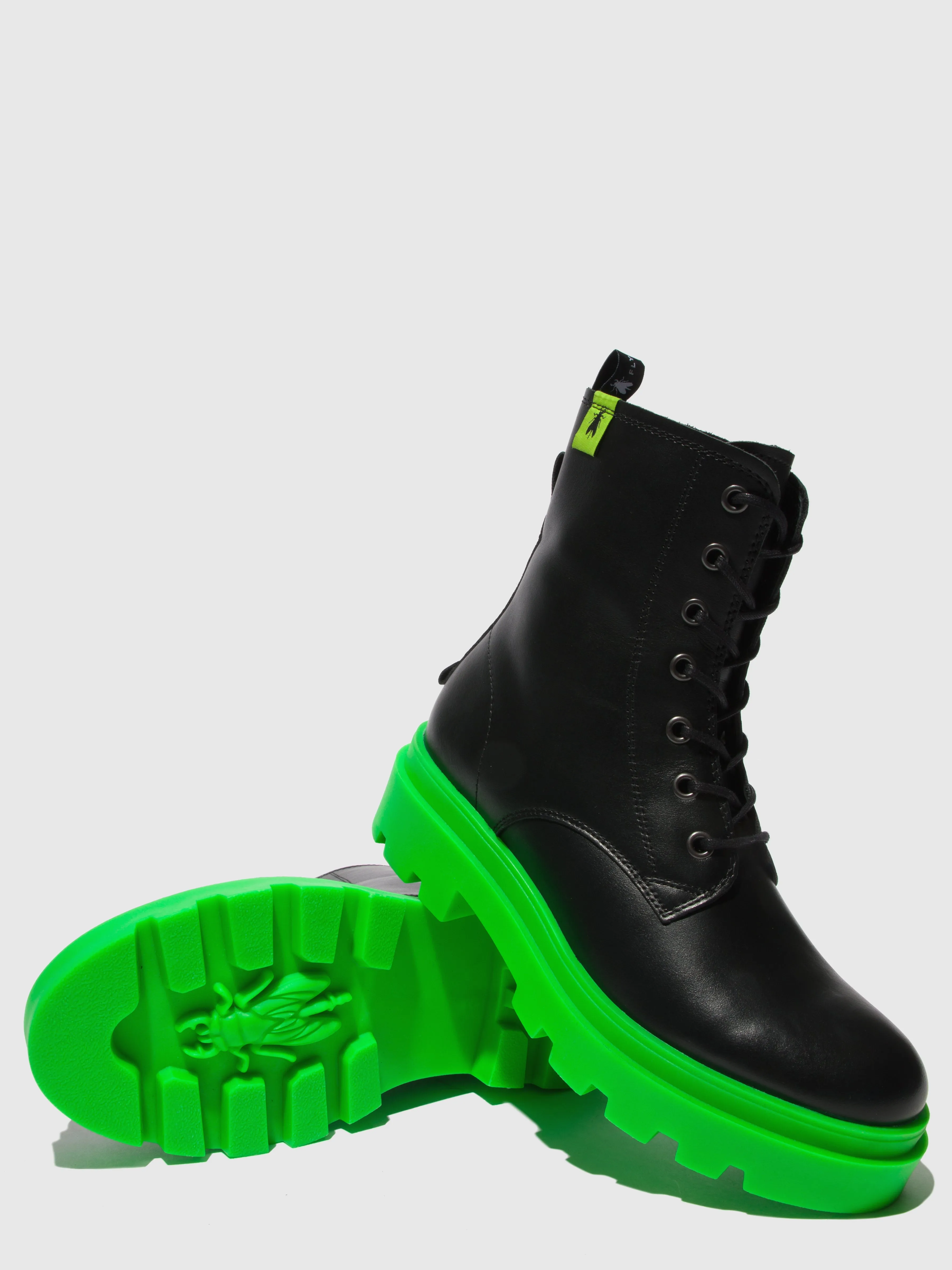 Lace-up Ankle Boots JACY881FLY NAUSICA BLACK (GREEN SOLE)