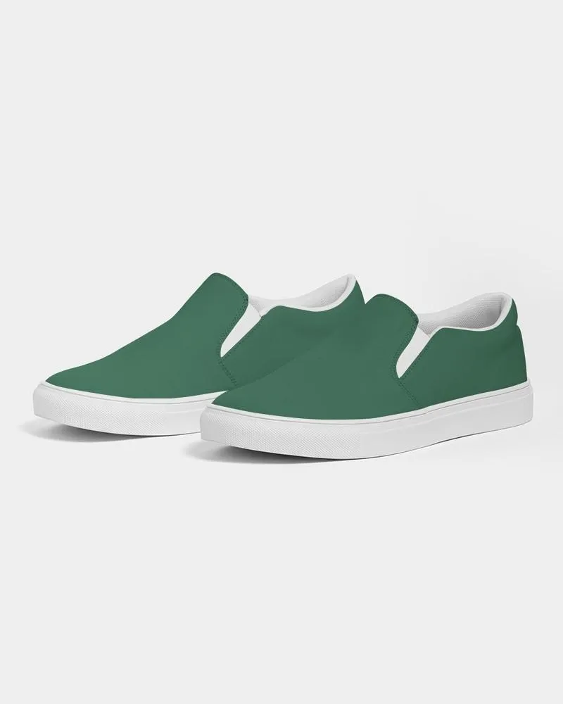 Medium Dark Green Slip-On Canvas Sneakers | Women's | Medium Dark Pastel Green | C60M0Y60K60