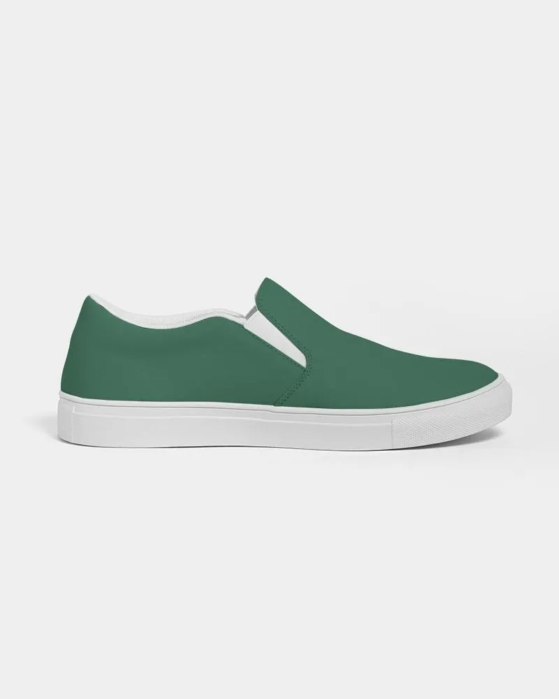 Medium Dark Green Slip-On Canvas Sneakers | Women's | Medium Dark Pastel Green | C60M0Y60K60