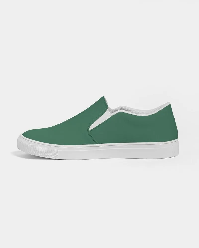 Medium Dark Green Slip-On Canvas Sneakers | Women's | Medium Dark Pastel Green | C60M0Y60K60