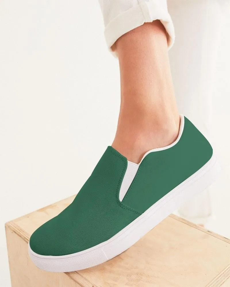 Medium Dark Green Slip-On Canvas Sneakers | Women's | Medium Dark Pastel Green | C60M0Y60K60