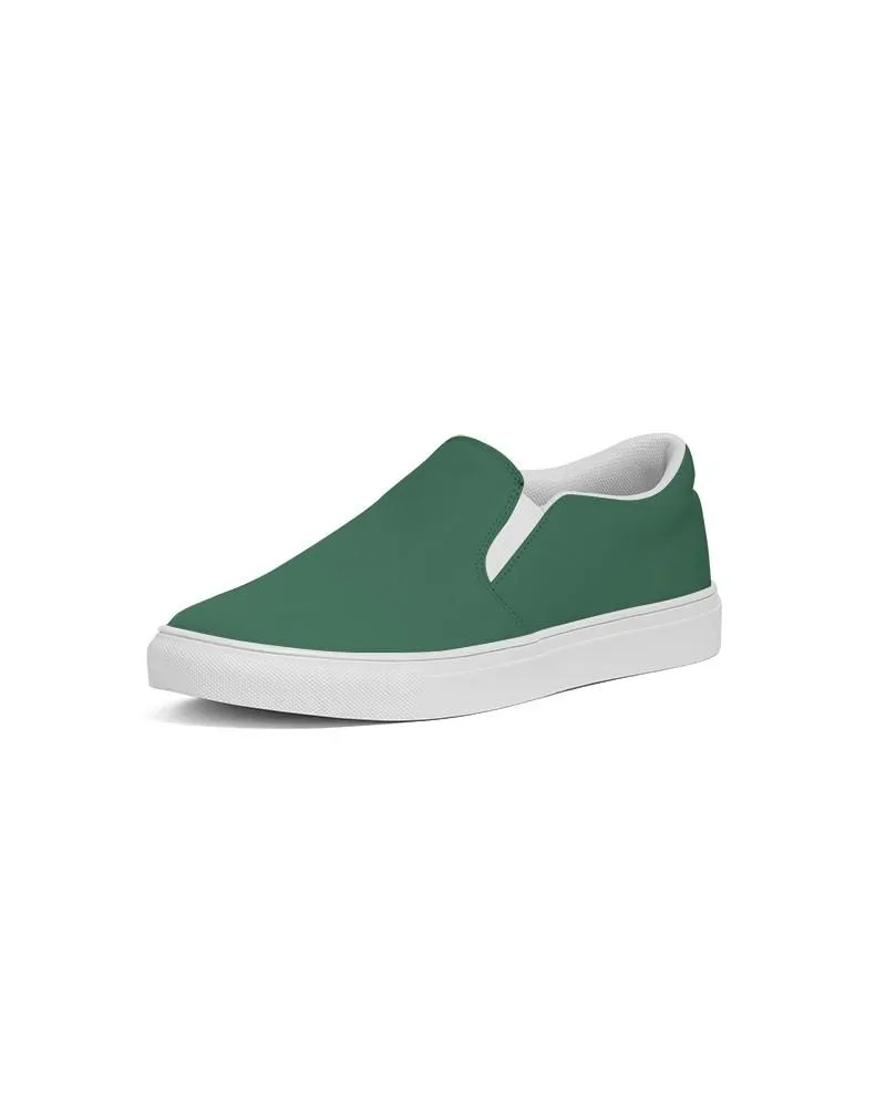 Medium Dark Green Slip-On Canvas Sneakers | Women's | Medium Dark Pastel Green | C60M0Y60K60