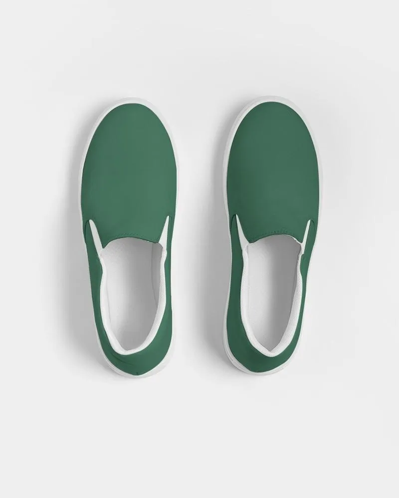 Medium Dark Green Slip-On Canvas Sneakers | Women's | Medium Dark Pastel Green | C60M0Y60K60