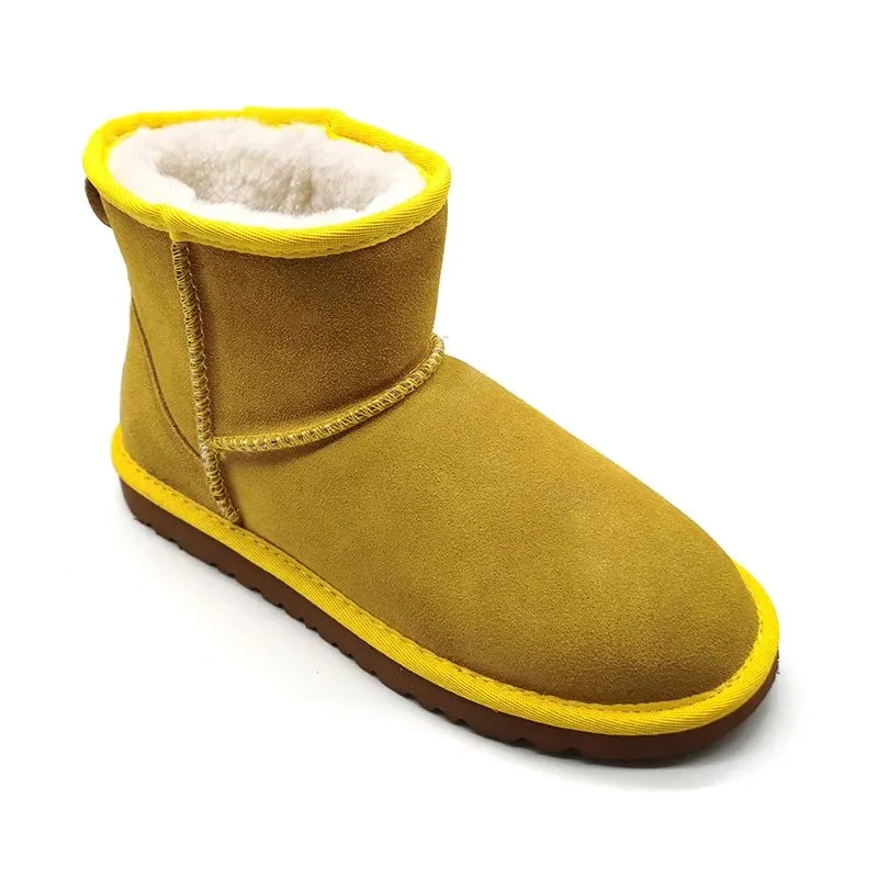 Mens womens kids ankle snow boots in stock real sheep skin plush fur snow winter warm boots