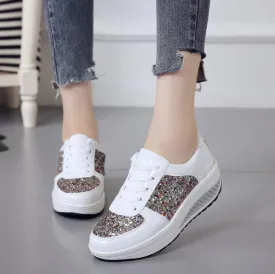 Mesh Flat Ladies Sequin Vulcanized Shoes