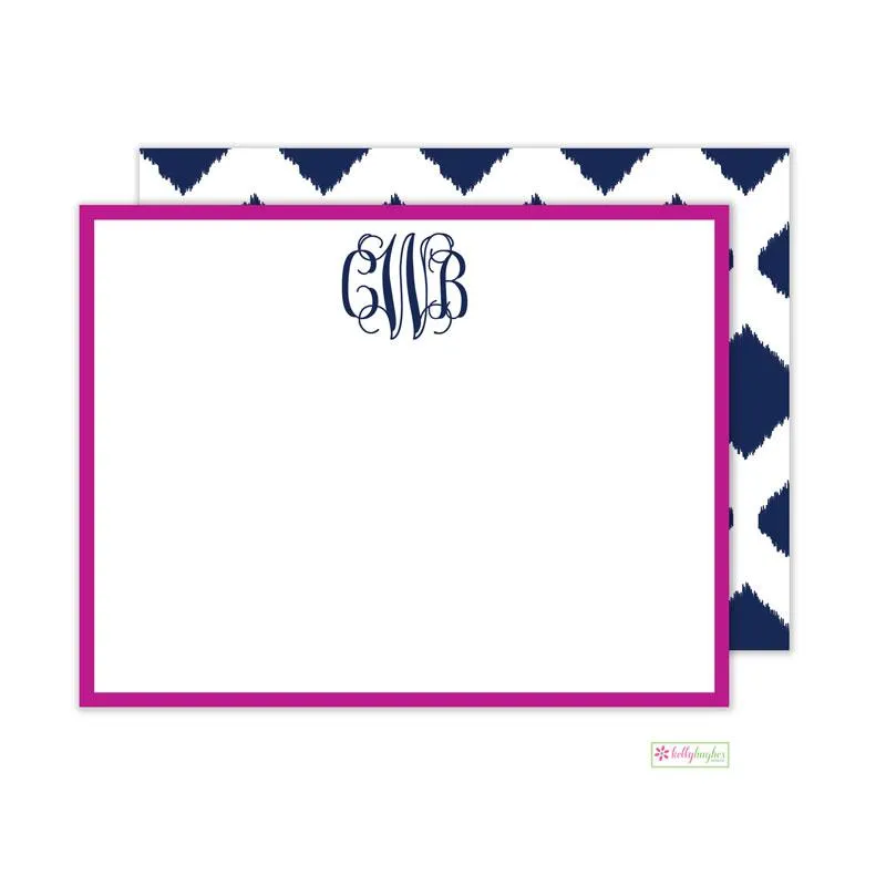 Navy Ikat Flat Note Cards