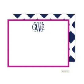 Navy Ikat Flat Note Cards