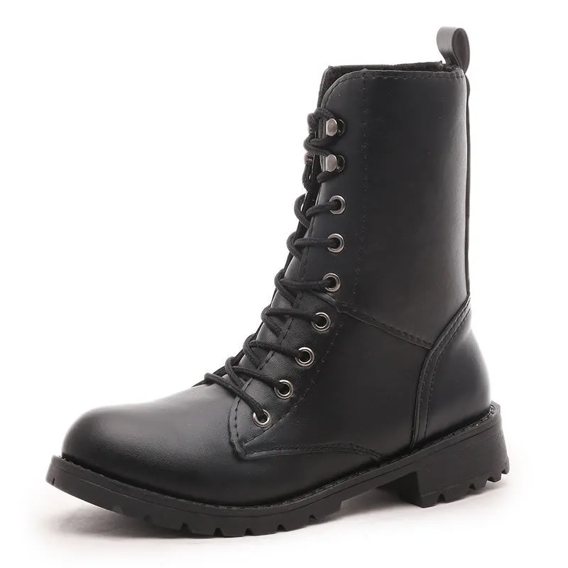 New Buckle Winter Motorcycle Boots Women British Style Ankle Boots