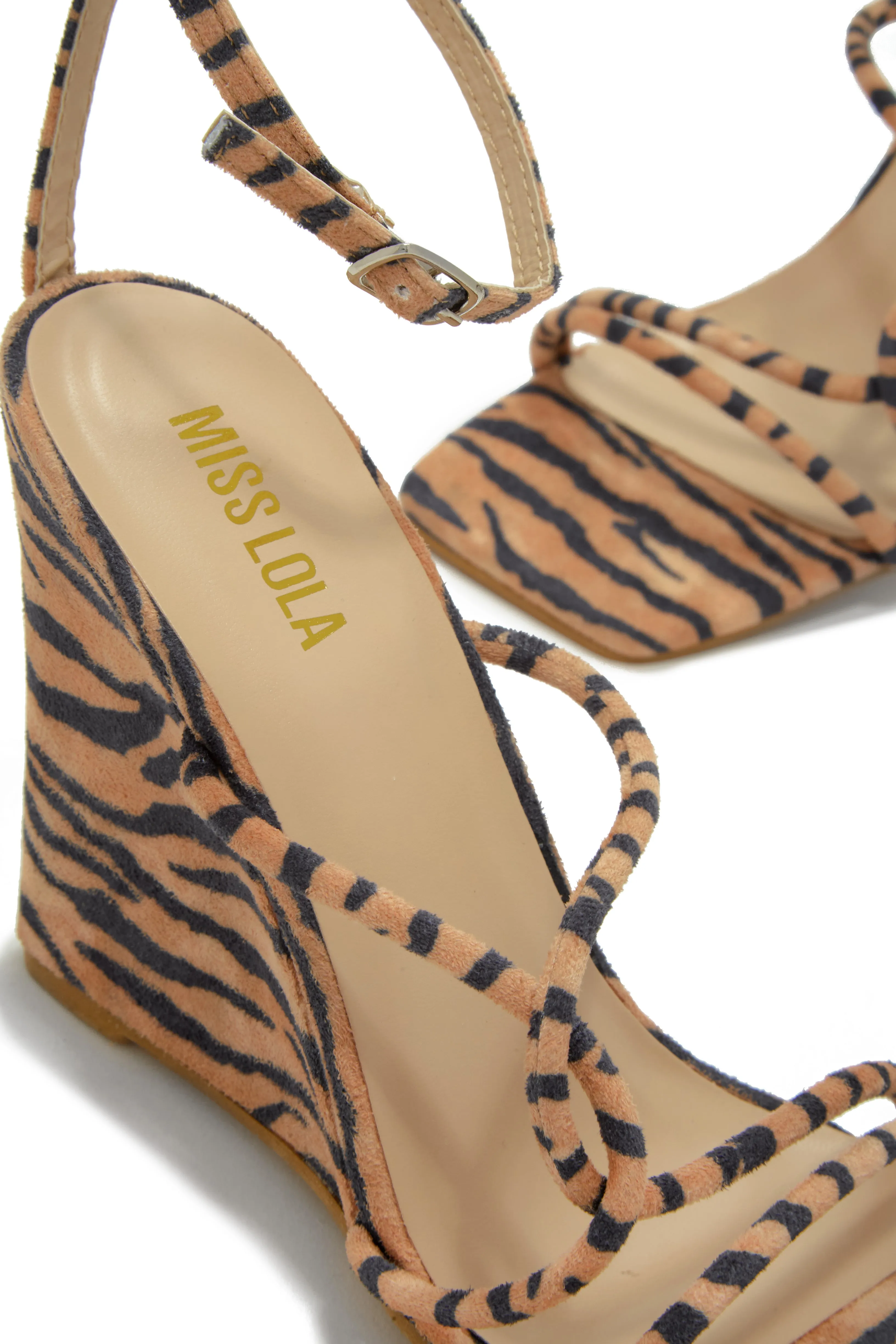 Nyana Ankle Strap Wedge Heels - Tiger