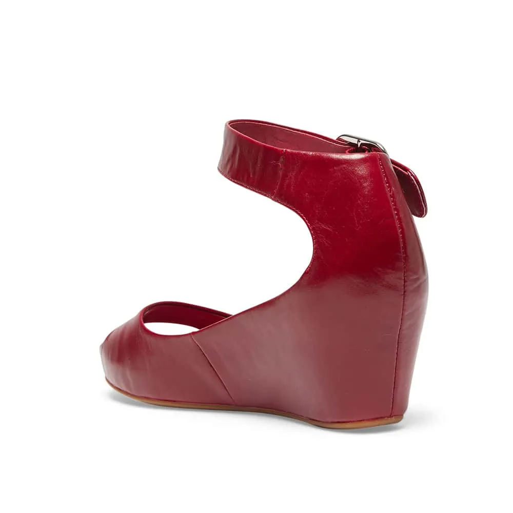 Pippa Wedge in Red Leather