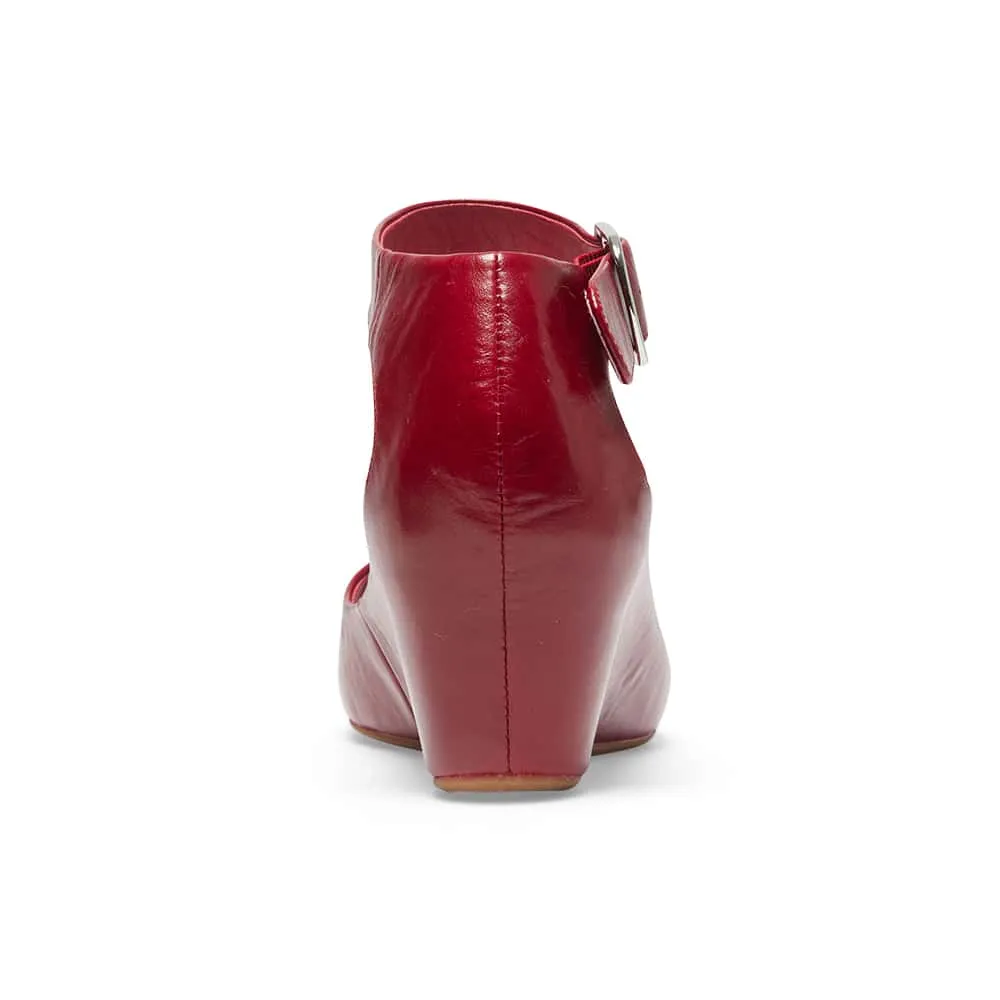 Pippa Wedge in Red Leather