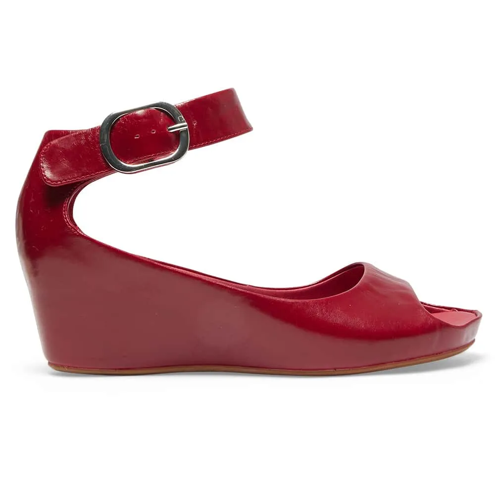 Pippa Wedge in Red Leather